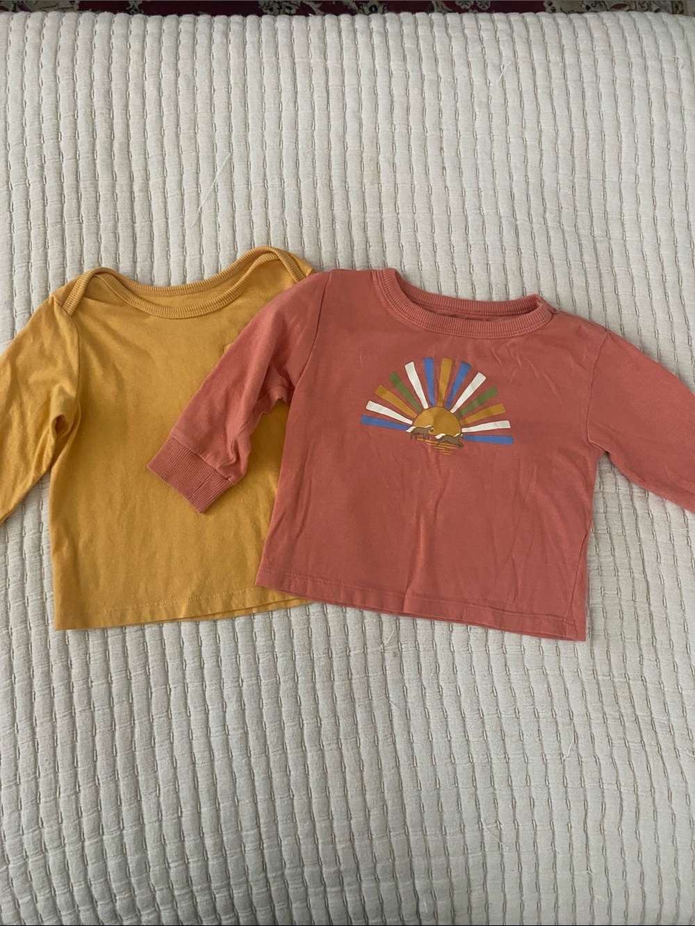 First Impressions Rust Sun Graphic & Mustard Long-Sleeve Tees